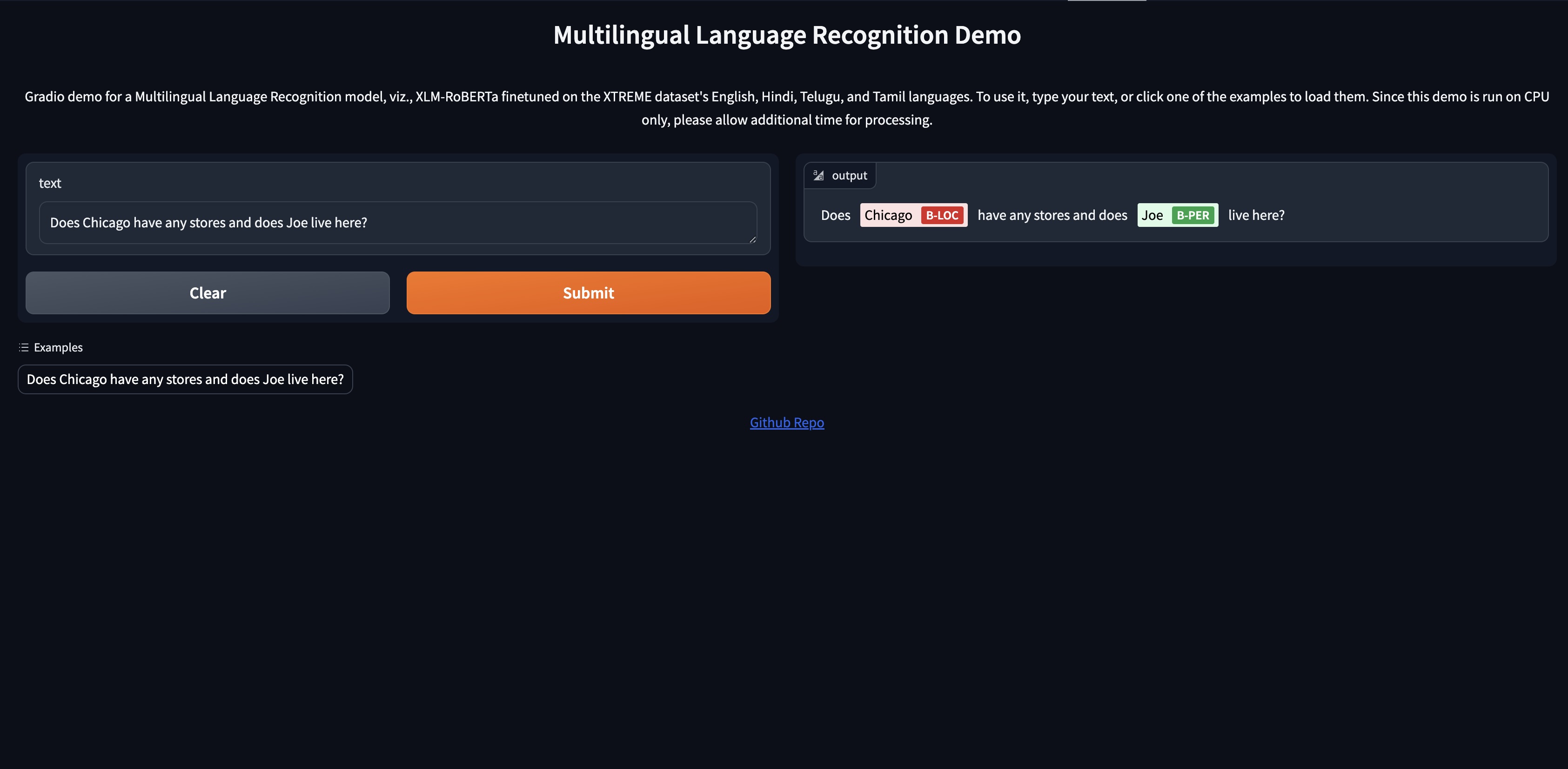 Multilingual Language Recognition Demo